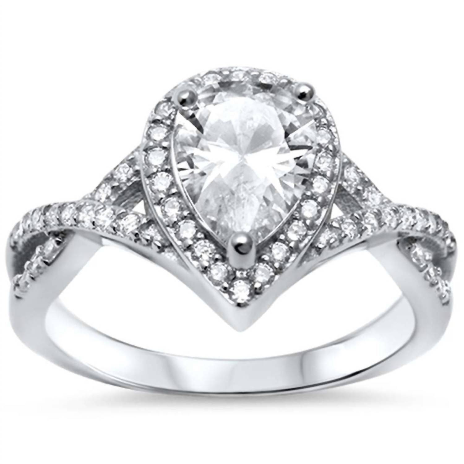 New Starlette Women's Clara Teardrop Engagement Ring In White